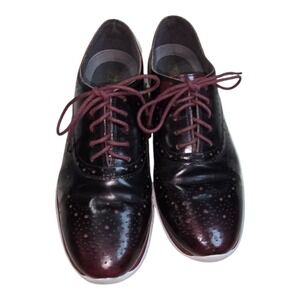 Cole‎ Haan Zerogrand Wingtip Oxford Dress Shoes Burgundy Leather Perforated